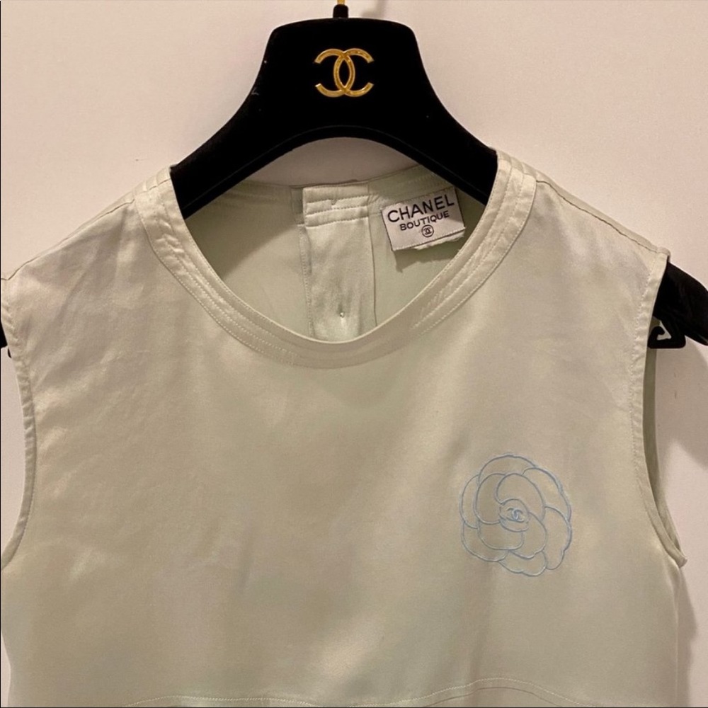 Chanel silk top light green